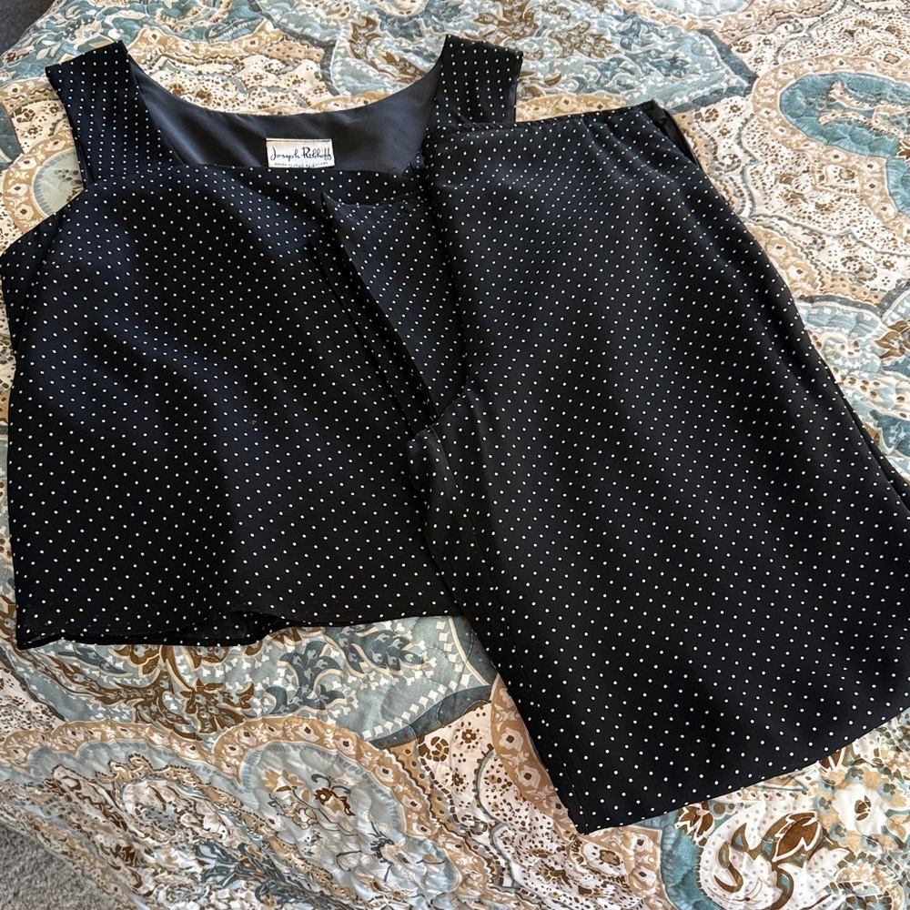Joseph Ribkoff Black and White Polka Dot Blouse and Matching Pants